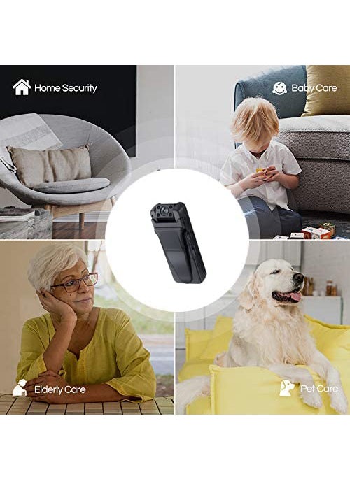 Technoview 12MP WiFi Mini Camera Full HD Video and Audio Recorder IR Night Visio Motion Detection Body Action Camera with Clip Long Working Security Cam for HomeOfficeMeeting Portable A12