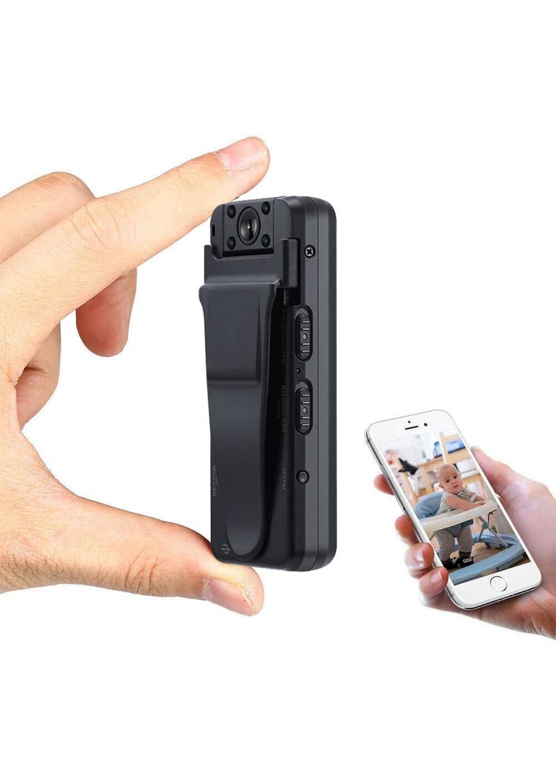 Technoview 12MP WiFi Mini Camera Full HD Video and Audio Recorder IR Night Visio Motion Detection Body Action Camera with Clip Long Working Security Cam for HomeOfficeMeeting Portable A12