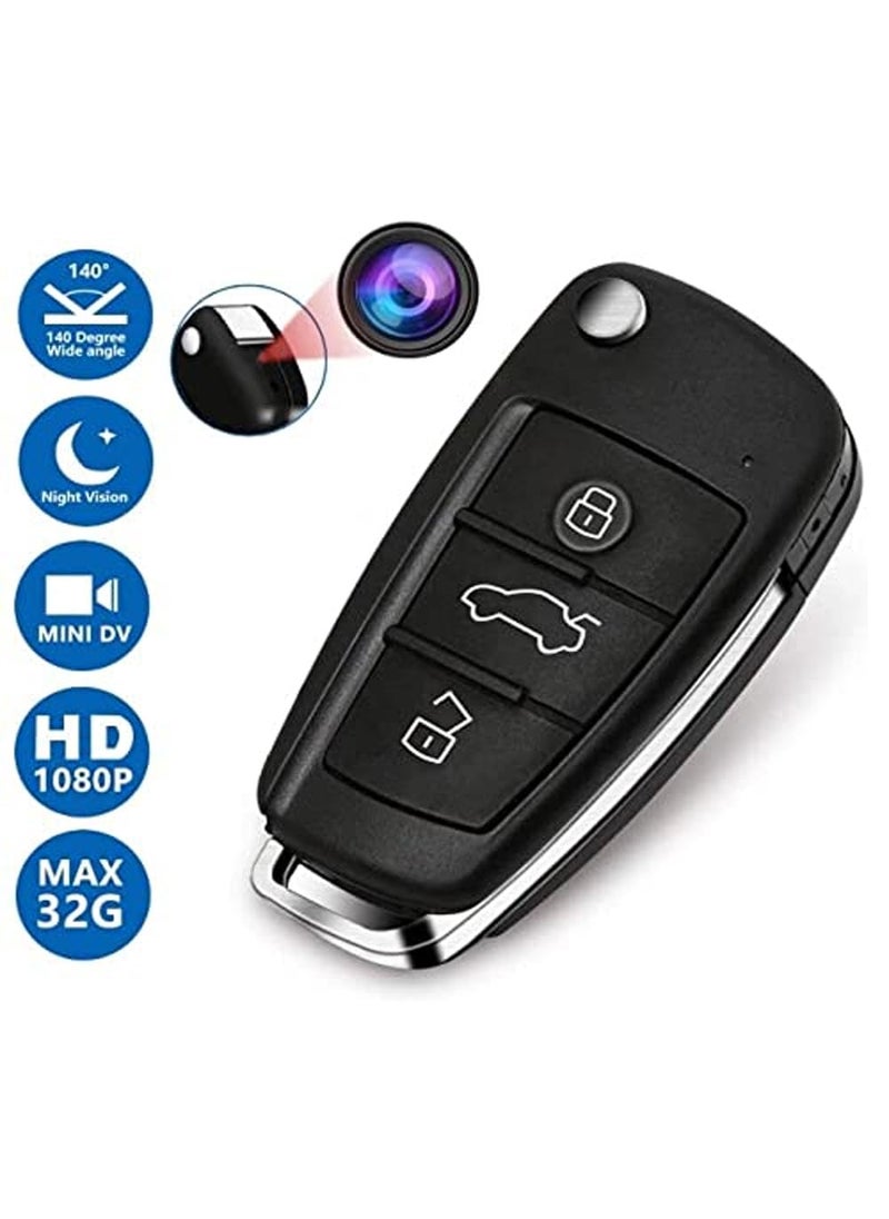 TECHNOVIEW Wired Keychain Camera Full HD 1080p Audio Video Recording Includes Free 32GB SD Card Indoor Outdoor Security Camera Black