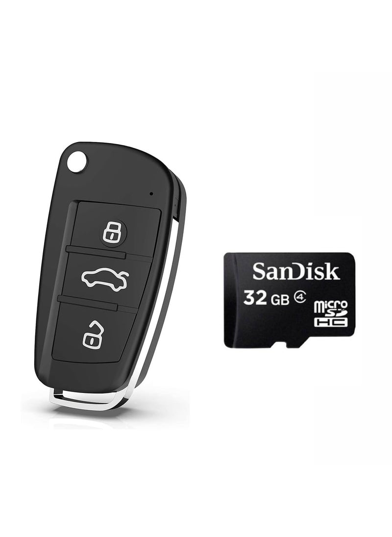 TECHNOVIEW Wired Keychain Camera Full HD 1080p Audio Video Recording Includes Free 32GB SD Card Indoor Outdoor Security Camera Black