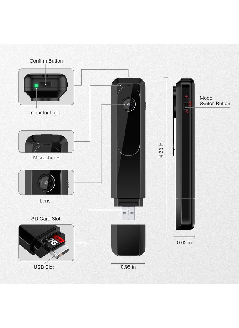 TECHNOVIEW 1080p Pocket Camera Full HD Video Recording with Audio Portable Cam with Free 32Gb Sd Card Included Secret Camera for Home Security No WiFi Needed IndoorOutdoor Surveillance Camera