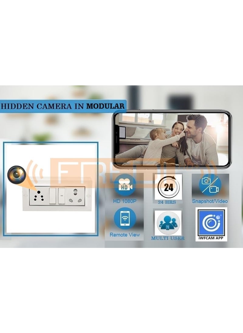 FREDI HD PLUS WiFi Modular Switch Socket Camera 1080P Full HD Resolution Audio Video Recording Camera Nanny Hidden Camera Indoor Security Hidden Camera iWFCam APP