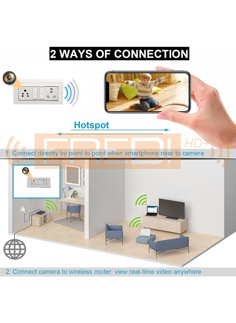 FREDI HD PLUS WiFi Modular Switch Socket Camera 1080P Full HD Resolution Audio Video Recording Camera Nanny Hidden Camera Indoor Security Hidden Camera iWFCam APP