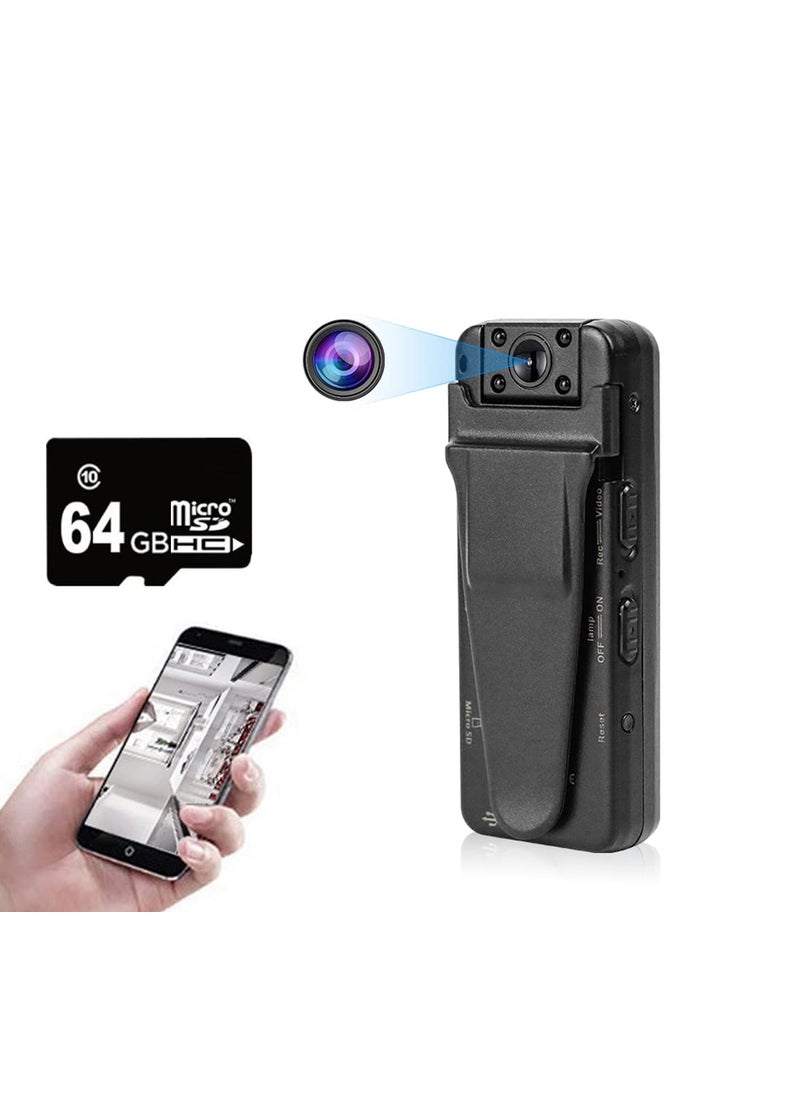 TECHNOVIEW 4k HD Police WiFi Body Camera with Free 64GB Memory Card Body Worn CameraPremium Portable Body Pocket Camera with Video Audio Recording WearableNight VisionMotion Detection
