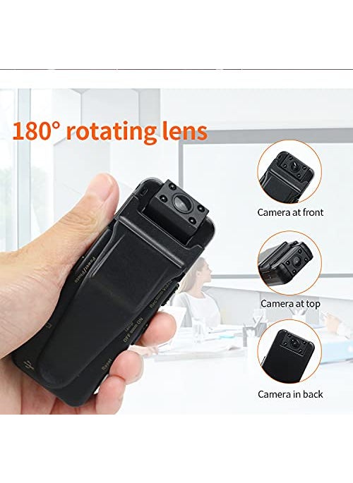 TECHNOVIEW 4k HD Police WiFi Body Camera with Free 64GB Memory Card Body Worn CameraPremium Portable Body Pocket Camera with Video Audio Recording WearableNight VisionMotion Detection