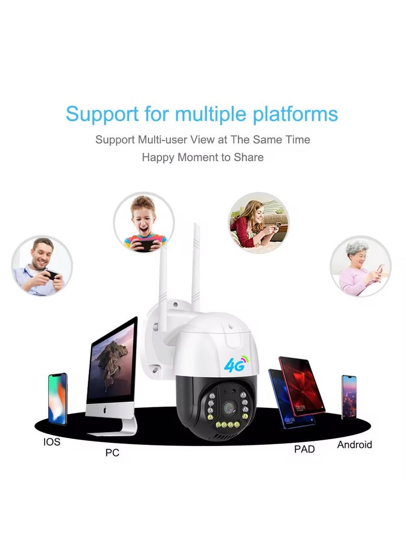 LOOK CAM 4G Outdoor Security Camera PTZ Dome Camera with Night Vision LED Dual Antenna White