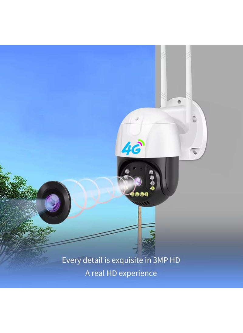 LOOK CAM 4G Outdoor Security Camera PTZ Dome Camera with Night Vision LED Dual Antenna White