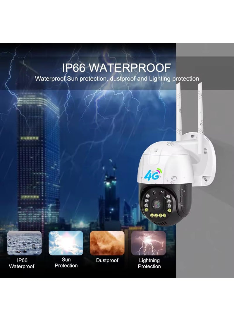 LOOK CAM 4G Outdoor Security Camera PTZ Dome Camera with Night Vision LED Dual Antenna White