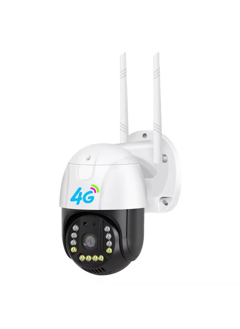 LOOK CAM 4G Outdoor Security Camera PTZ Dome Camera with Night Vision LED Dual Antenna White