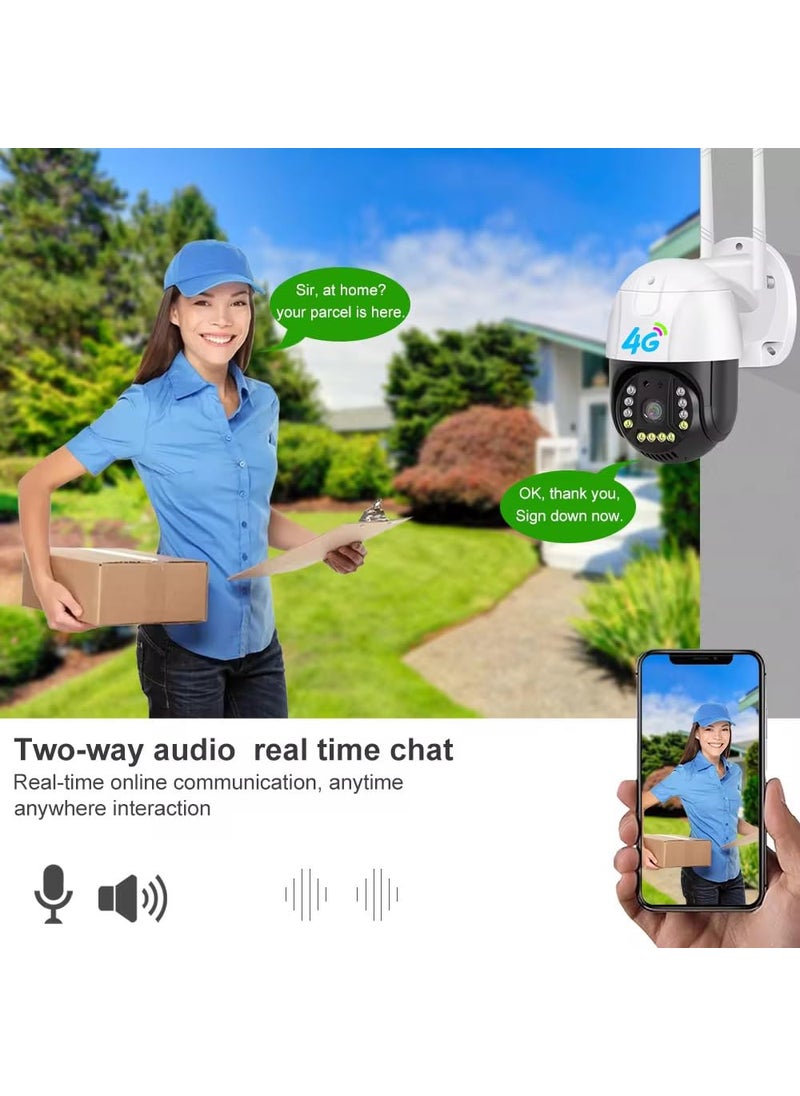 LOOK CAM 4G Outdoor Security Camera PTZ Dome Camera with Night Vision LED Dual Antenna White