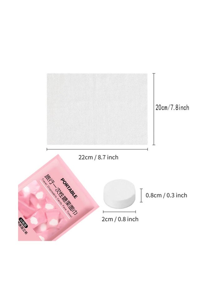 Disposable Compressed Towel  - 60 Pack Mini Coin Cotton Towels for Travel, Home, Camping, Hiking, Beauty Salon, and Outdoor Activities 7.8*8.6inch
