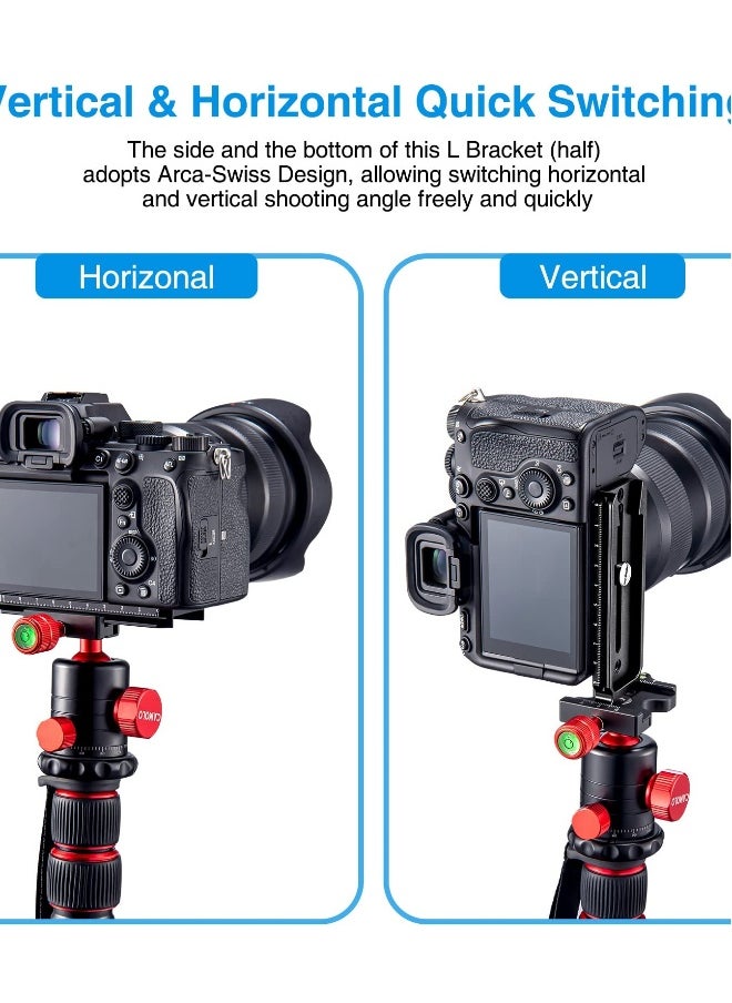 DSLR Camera Arca Swiss Bracket Quick Release Plate Vertical Horizontal Switching Camera L Bracket Half for Canon / Nikon / Sony Mirrorless Camera Tripod Head Monopod