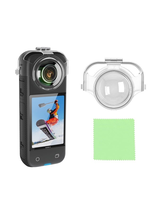 Lens Guard for Insta360 X3, Quick-Detach Transparent Water-Proof Shockproof Transparent Cover, Free of Disassembly, Shooting Protective Cover, Lens, Dust-proof, Scratch-Proof and Drop-Proof Shell