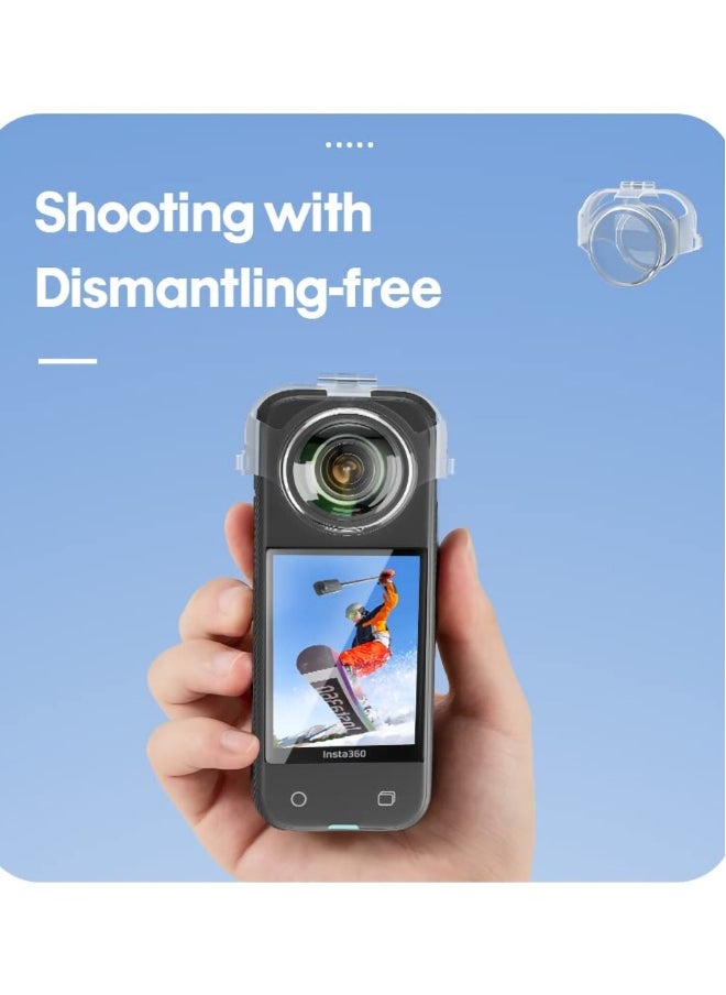 Lens Guard for Insta360 X3, Quick-Detach Transparent Water-Proof Shockproof Transparent Cover, Free of Disassembly, Shooting Protective Cover, Lens, Dust-proof, Scratch-Proof and Drop-Proof Shell