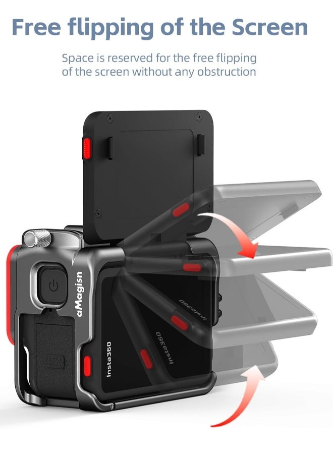 Metal Frame Iron Case with Silicone Lens Cover Insta360 ACE PRO Camera Screen Protector, Camera Accessory Kit, Tempered Glass Cover