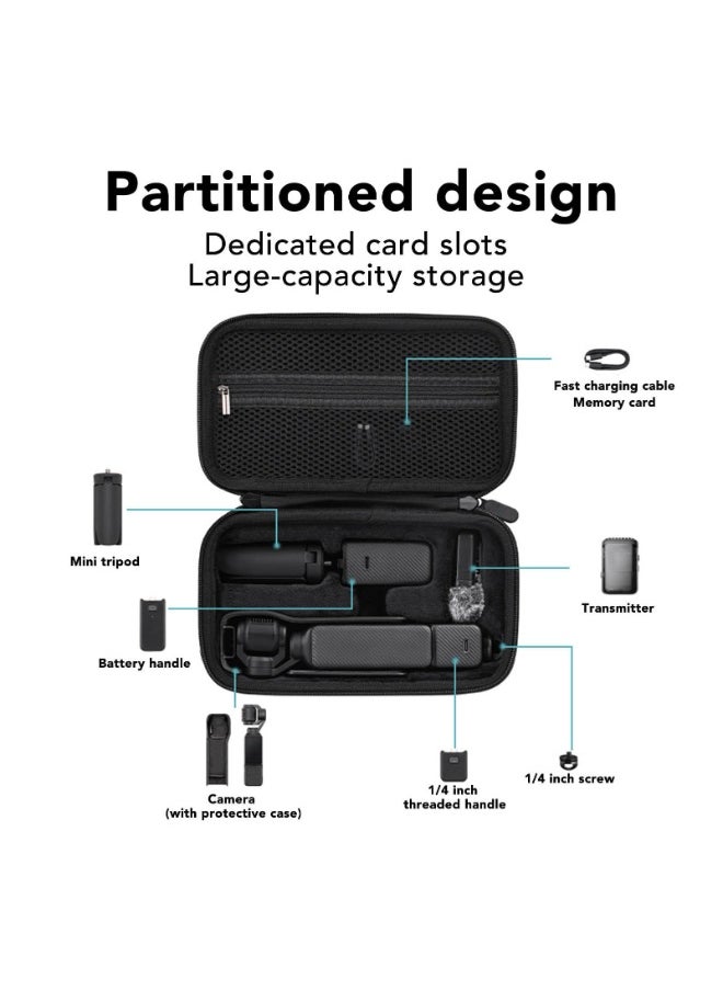 Carrying Case with Lanyard for DJI Osmo Pocket 3,  Portable Hard Storage Box for DJI Pocket 3 with Accessories Compartment, Shockproof Water-Resistant Travel Bag