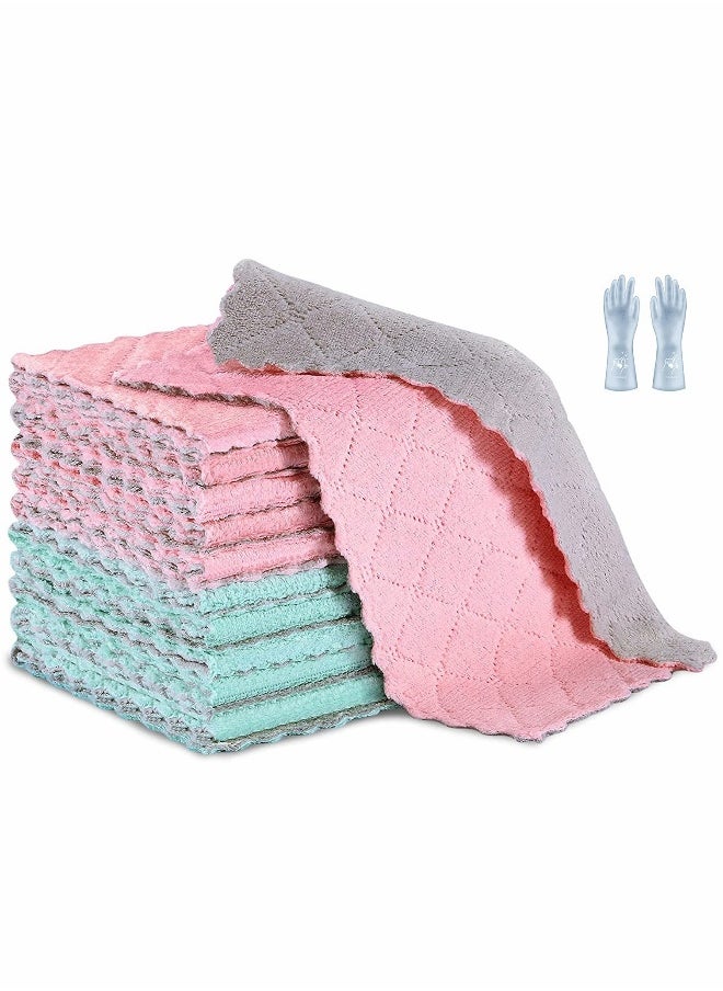 Premium Coral Velvet Dishcloths for Kitchen Cleaning, Super Absorbent Towels for Oil and Dust Removal, Ideal for Furniture and Glass Cleaning