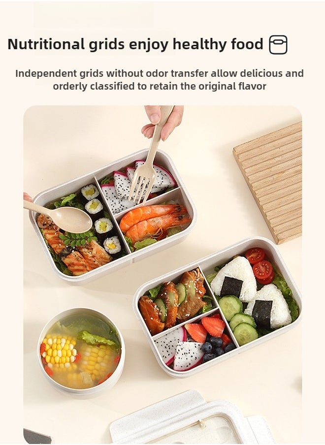Lunch Box Adults  Leak-proof Bento Box For Kids  Lunch Box Containers Durable For On-The-Go With Lunch Bag  Soop Cup  Spoon  Forks  Minimalist Design Food Storage Box