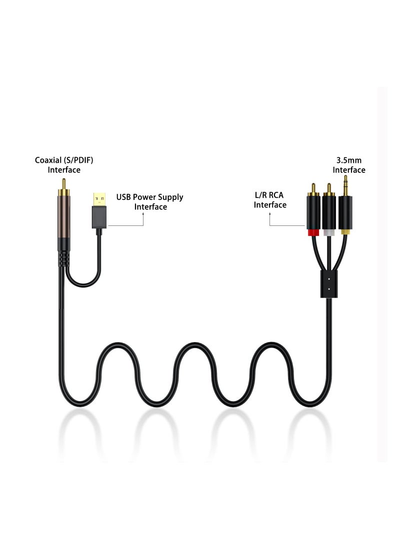 RCA to 3.5mm Audio Cable, Digital to Analog Audio Conversion Cable, Digital SPDIF Coaxial to Analog L/R RCA & 3.5mm AUX Stereo Audio Cable, for PS4 Xbox HDTV DVD Headphone, for Speaker (9.8 Feet)