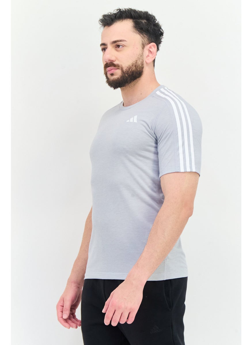 Men Sportswear Fit Short Sleeves Running T-shirt, Grey