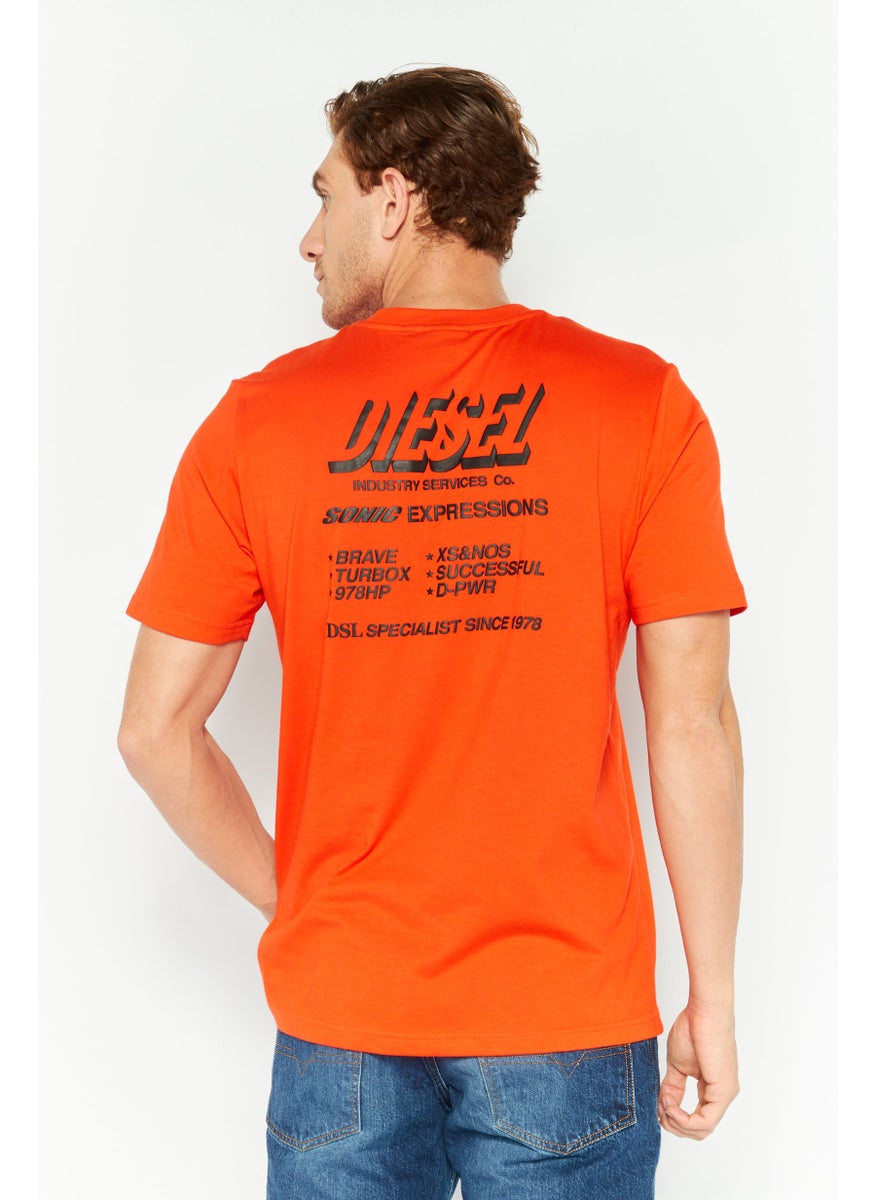 Men Crew Neck Short Sleeve Graphic T-Shirt, Orange