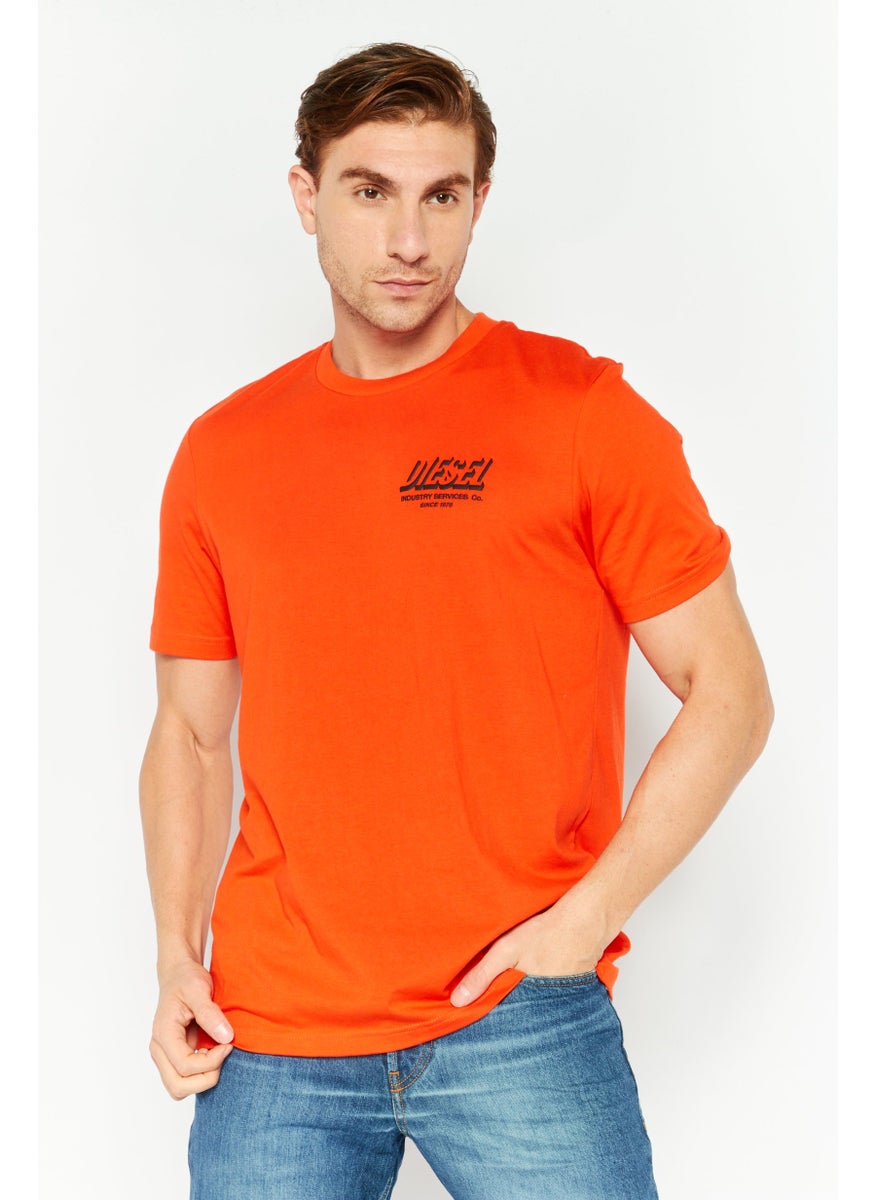 Men Crew Neck Short Sleeve Graphic T-Shirt, Orange