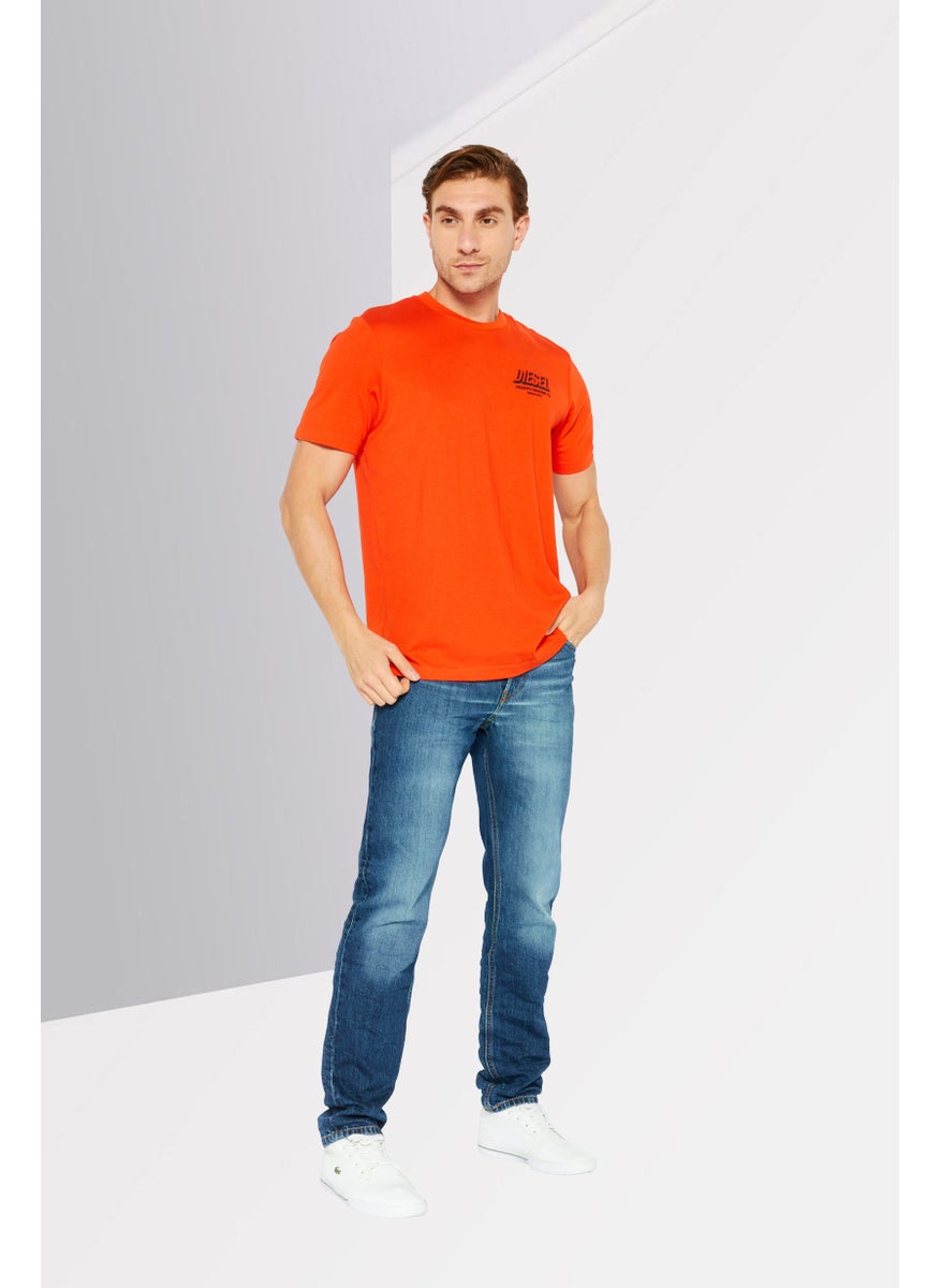 Men Crew Neck Short Sleeve Graphic T-Shirt, Orange