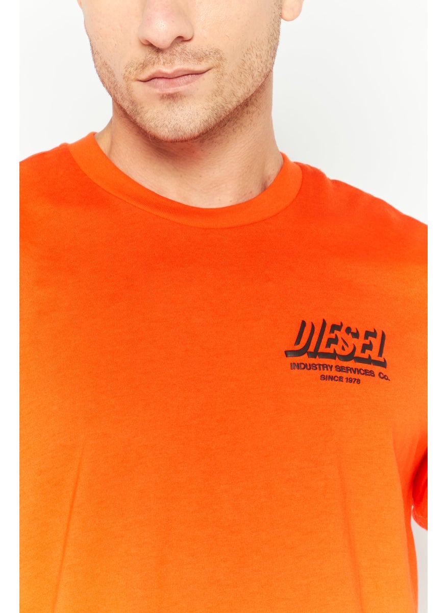 Men Crew Neck Short Sleeve Graphic T-Shirt, Orange