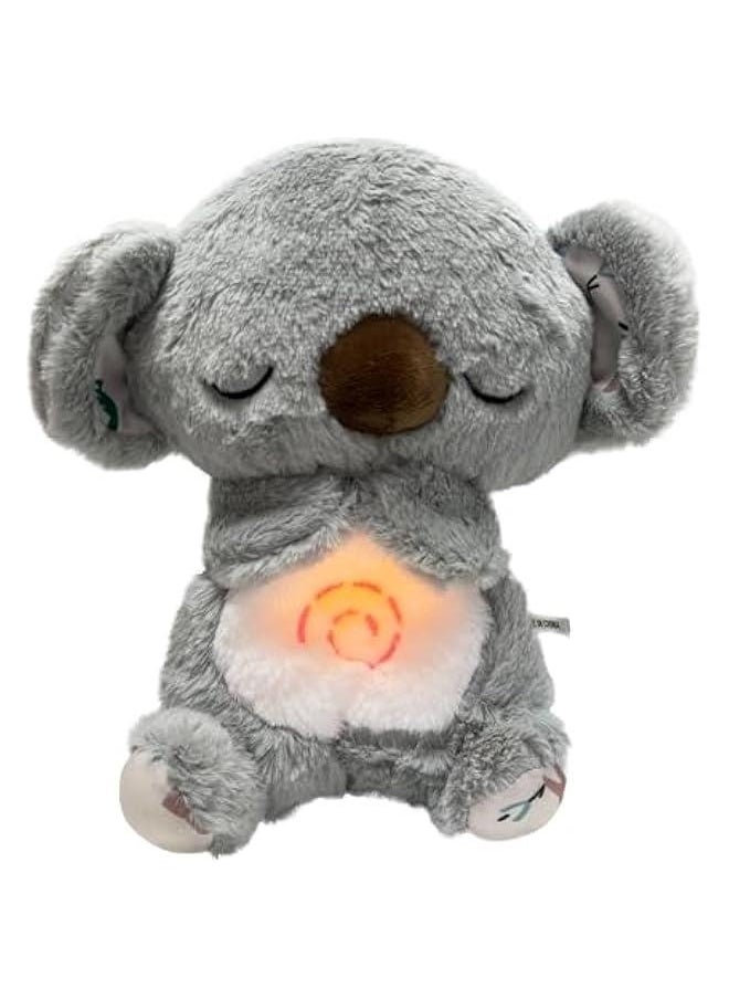 Breathing Stuffed Animal, Breathing Panda Sleep Buddy, Soothe Snuggle Panda Plush with Realistic Breathing Motion and Lights Music (Gray Koala)