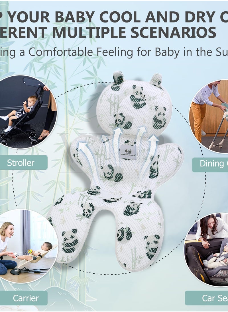 Comfortable Baby Stroller Seat Liner with 3D Mesh Design, Breathable Panda Bamboo Cushion Pad for Infants