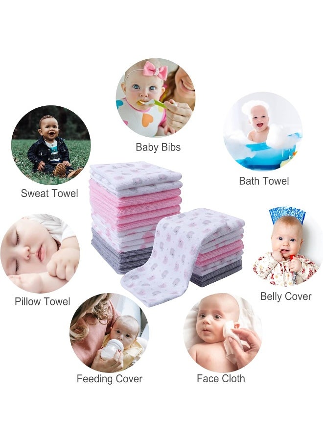 Softan Baby Washcloths, 24Pack Baby Wash Cloths Extra Soft & Ultra Absorbent, Baby Towels and Washcloths Face Towel Unisex for Boys Girls Face & Body, Washclothes Gentle on Sensitive Skin, 9''x 9''