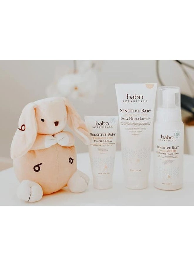 Babo Botanicals Sensitive Baby Fragrance-Free Diaper Cream - 25% Natural Zinc Oxide - Calendula, Shea & Cocoa Butter - EWG Verified - Vegan- From birth on - 2-Pack