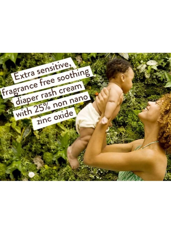 Babo Botanicals Sensitive Baby Fragrance-Free Diaper Cream - 25% Natural Zinc Oxide - Calendula, Shea & Cocoa Butter - EWG Verified - Vegan- From birth on - 2-Pack