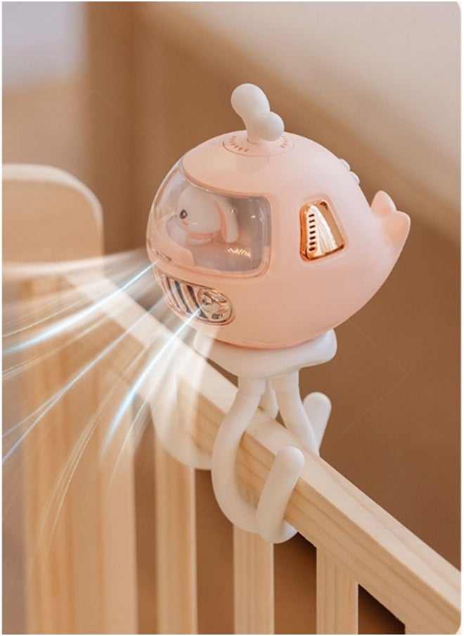 1-Piece,Portable Baby Stroller Fan with Mini Night Light,Suitable for Baby Stroller or Baby Fence,Built in Mosquito Repellent Room,Rechargeable,Adjustable Wind Speed,130° Auto Swing, Color Chooseable