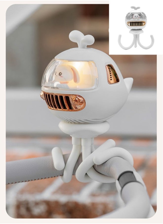 1-Piece,Portable Baby Stroller Fan with Mini Night Light,Suitable for Baby Stroller or Baby Fence,Built in Mosquito Repellent Room,Rechargeable,Adjustable Wind Speed,130° Auto Swing, Color Chooseable