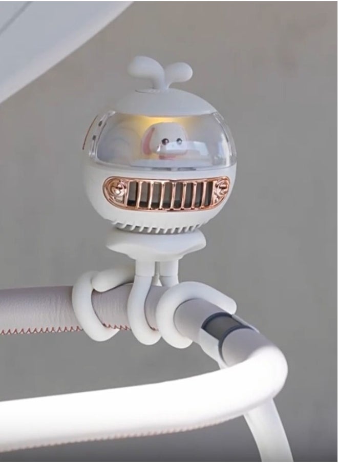 1-Piece,Portable Baby Stroller Fan with Mini Night Light,Suitable for Baby Stroller or Baby Fence,Built in Mosquito Repellent Room,Rechargeable,Adjustable Wind Speed,130° Auto Swing, Color Chooseable