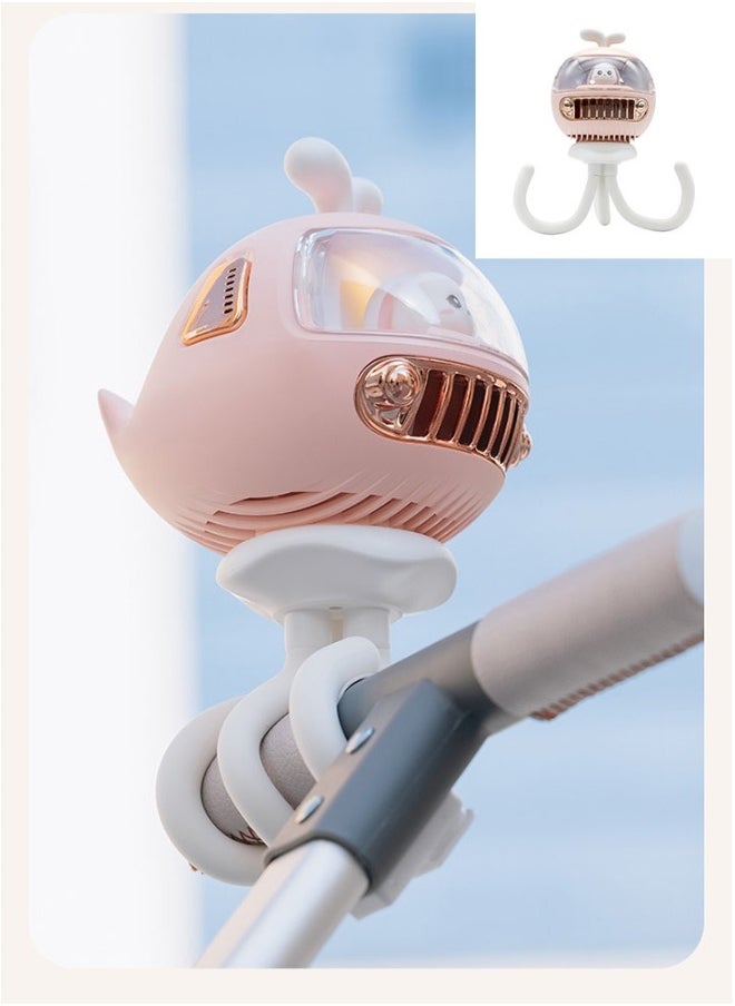 1-Piece,Portable Baby Stroller Fan with Mini Night Light,Suitable for Baby Stroller or Baby Fence,Built in Mosquito Repellent Room,Rechargeable,Adjustable Wind Speed,130° Auto Swing, Color Chooseable