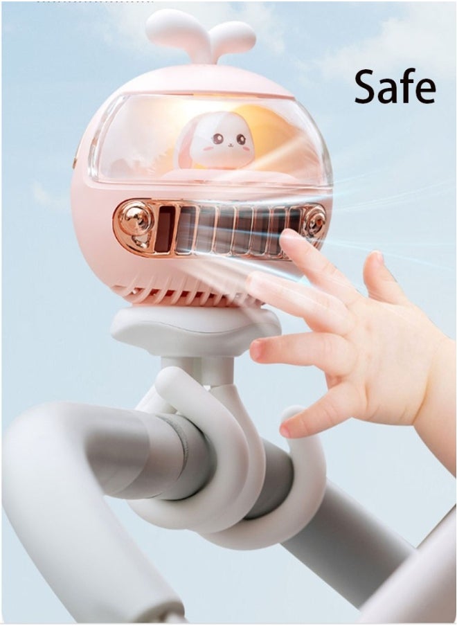 1-Piece,Portable Baby Stroller Fan with Mini Night Light,Suitable for Baby Stroller or Baby Fence,Built in Mosquito Repellent Room,Rechargeable,Adjustable Wind Speed,130° Auto Swing, Color Chooseable