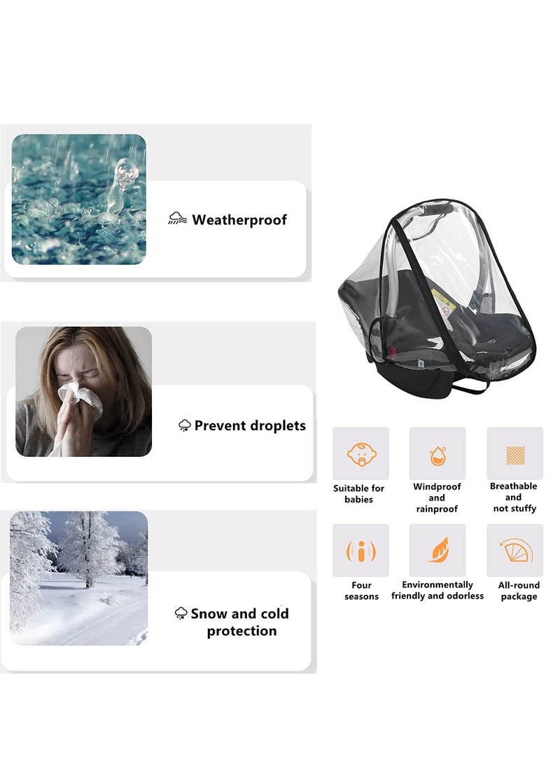 Universal Car Seat Rain Cover Weather Shield for Infant Car Seat Side Ventilation and Handle Opening Rain and Wind Cover for Infant Car Seat for Extra Protection for Babies