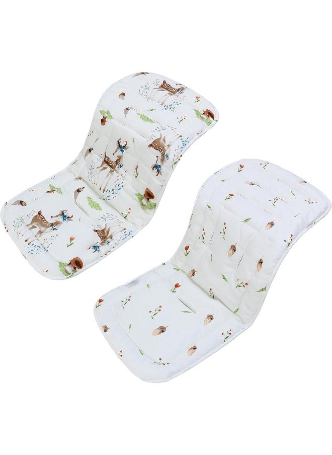 LAT LEE AND TOWN Baby Stroller Cushion, Infant Car Seat Insert-Reversible Universal Breathable Soft Newborn Stroller Mat, 100% Cotton Cover Toddler Seat Pad Liner-34x78cm, 1 Pack (Deer+Hazelnut)