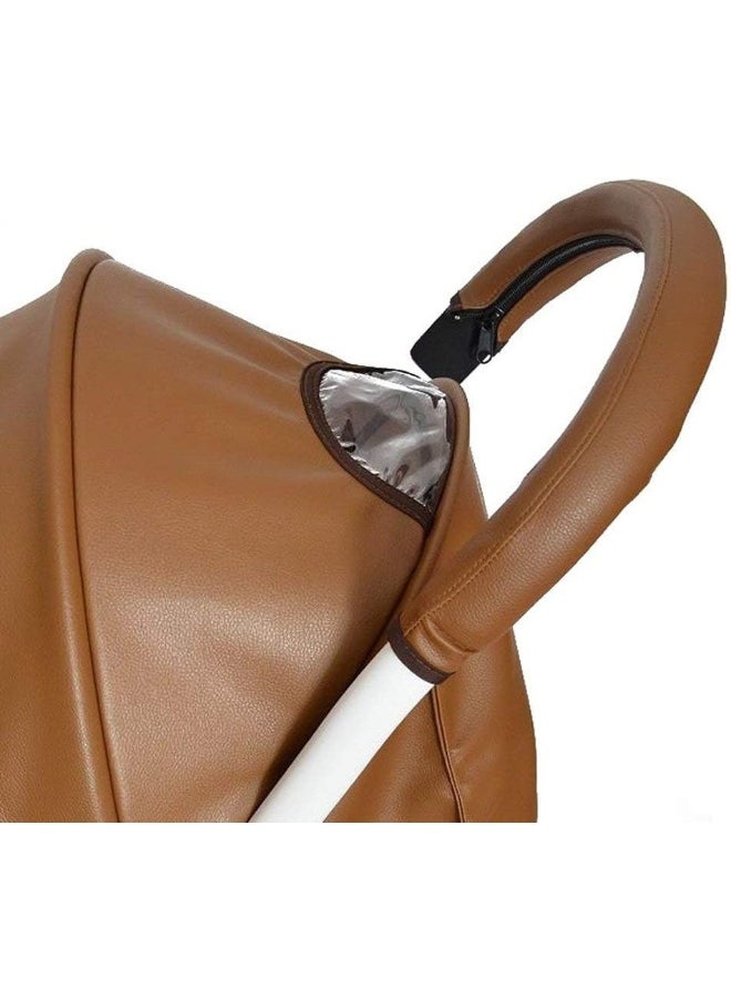 Removable Zipper PU Leather Bumper Handlebar Sleeve for Baby Stroller Dust-Proof Cover Armrest Bumper Protect Case Specifical for Babyzen yoyo (Brown)