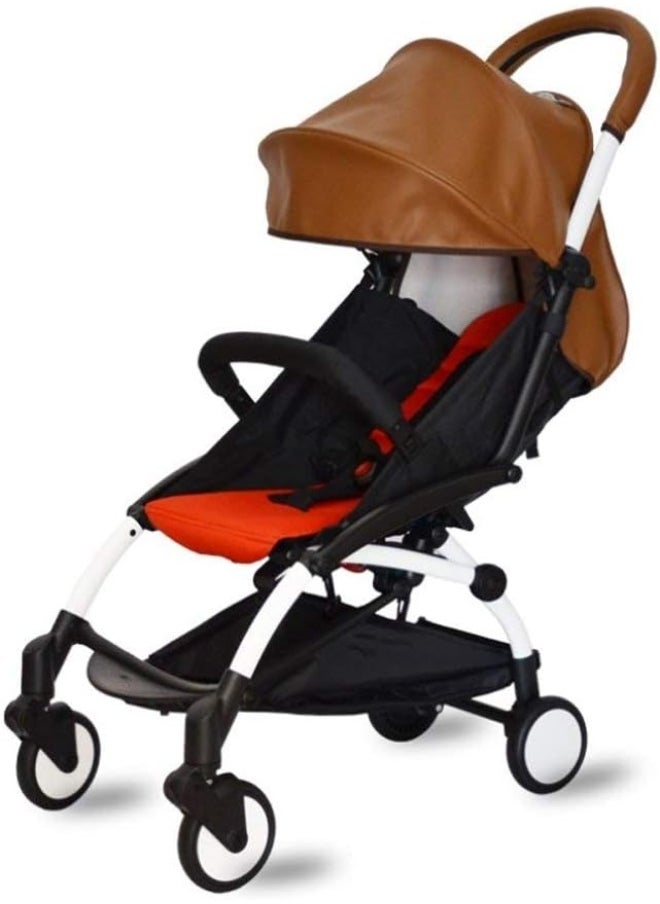 Removable Zipper PU Leather Bumper Handlebar Sleeve for Baby Stroller Dust-Proof Cover Armrest Bumper Protect Case Specifical for Babyzen yoyo (Brown)
