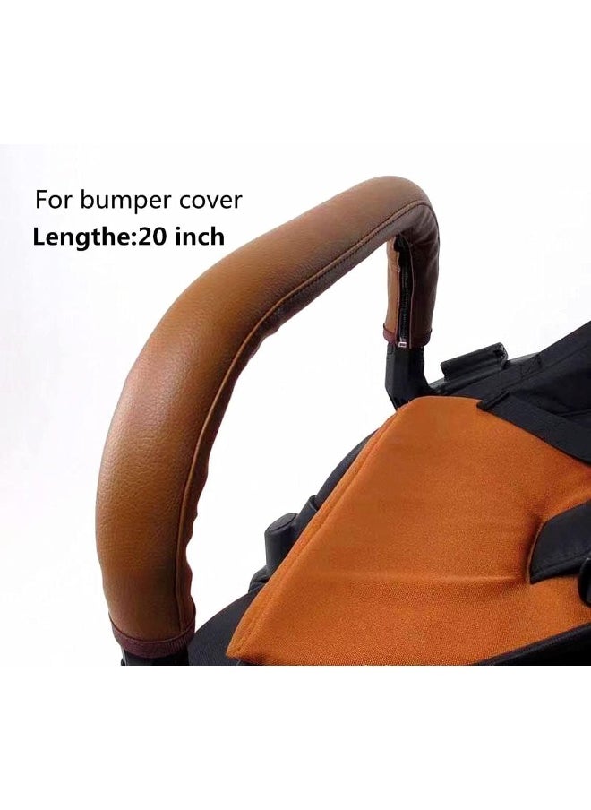 Removable Zipper PU Leather Bumper Handlebar Sleeve for Baby Stroller Dust-Proof Cover Armrest Bumper Protect Case Specifical for Babyzen yoyo (Brown)
