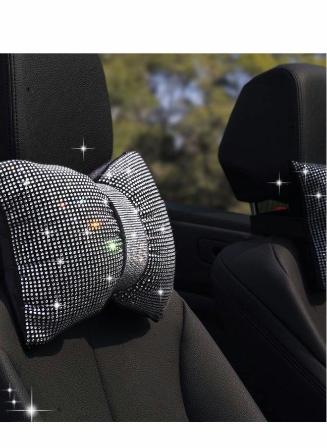 Car Bling Pillow, Rhinestones Bowknot Bling Headrest Pillow