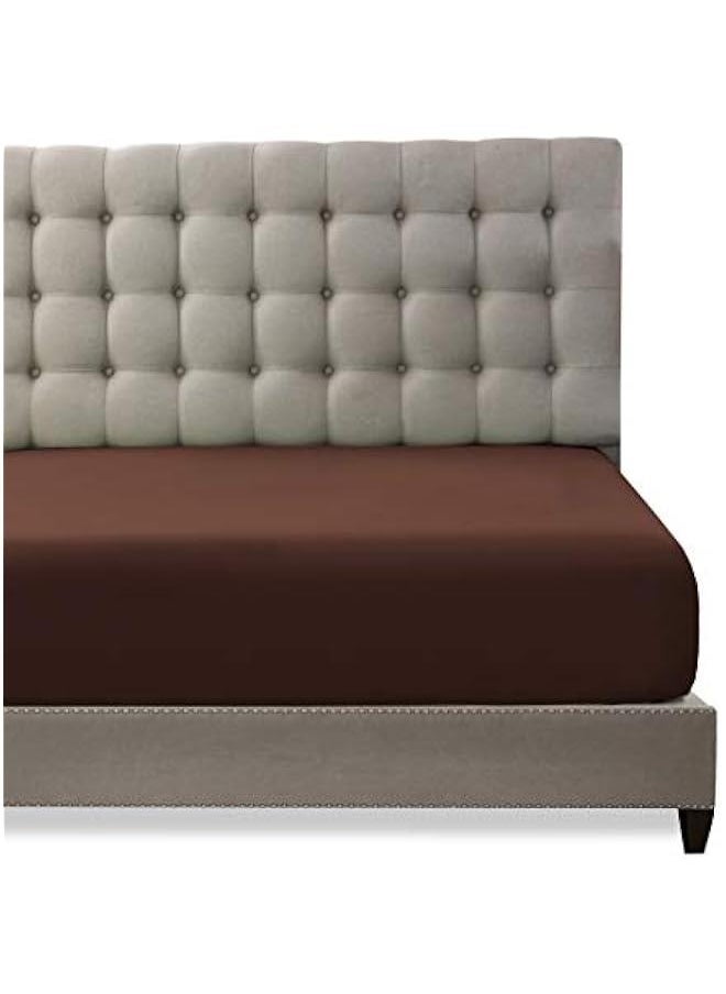 Coffee Twin Fitted Sheet is Made of Brushed Microfiber with Superior Breathability and Softness Compared-The Mattress Covers Have Shrink and Fade Resistant
