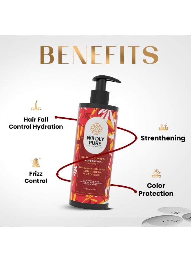 Hairfall Control Shampoo | With Hyaluronic Acid & Phospholipids | 30% Increase in Strength in One Wash | 70% Decrease in Frizz | Sulphate, Paraben Free | Men & Women | 300mL [Evolve]