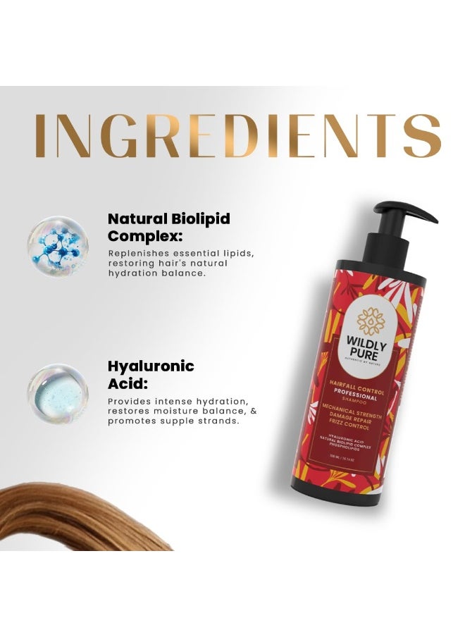Hairfall Control Shampoo | With Hyaluronic Acid & Phospholipids | 30% Increase in Strength in One Wash | 70% Decrease in Frizz | Sulphate, Paraben Free | Men & Women | 300mL [Evolve]
