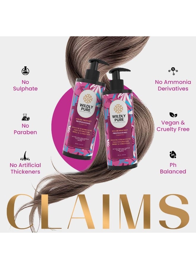 Professional Keratin Colour Protect Shampoo | Natural Biolipid Complex, Polypeptides & Carbocysteine for 72 Hours Smoothening & Strength | 100% Chemical Free | Men & Women | 300Ml | New & Improved [Enrich]