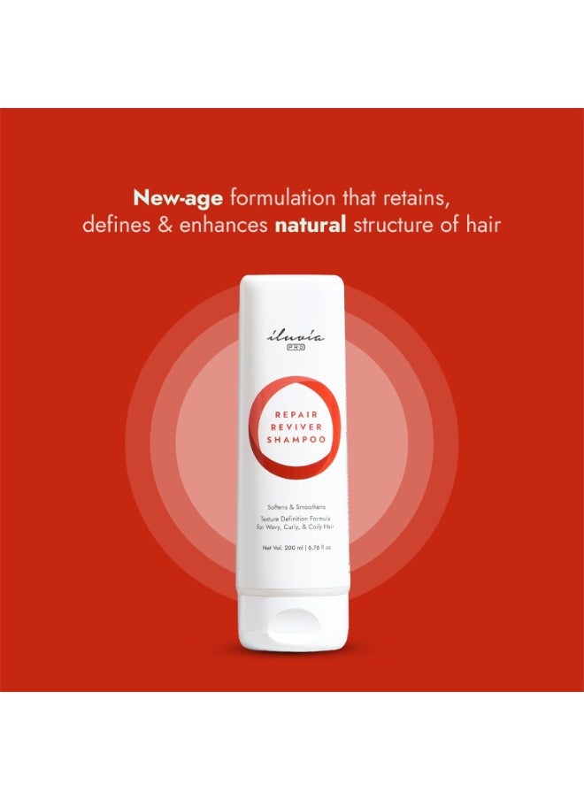 Curly & Wavy Hair - Repair Reviver Shampoo for Natural Definition - Sulphate, Paraben Free 200mL
