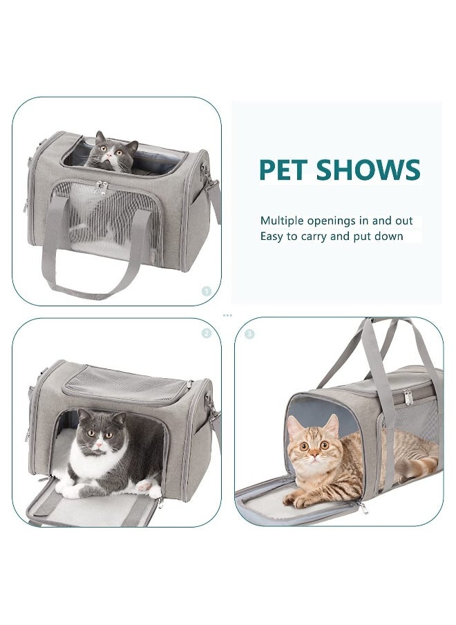 Cat Carrier Pet Dog Collapsible Carriers with Removable Fleece Pad Airline Approved for Soft Sided Travel Medium Puppy and Cats up to 15lbs 45*30*30cm